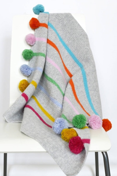 Not On The High Street Solid And Marl, Pom Pom, Stripe Crochet Blanket Kit, £65