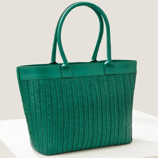 Boden, Titania Woven Tote Bag In Forest Green, £160 This green beauty has major Bottega vibes. Boden strikes again!
