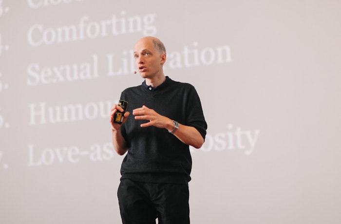 Alain de Botton giving a talk