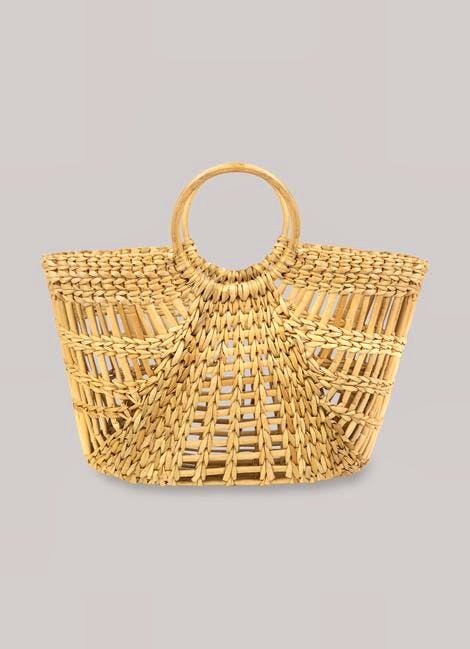 Beulah Iris, Bamboo Handle Basket Bag, £65