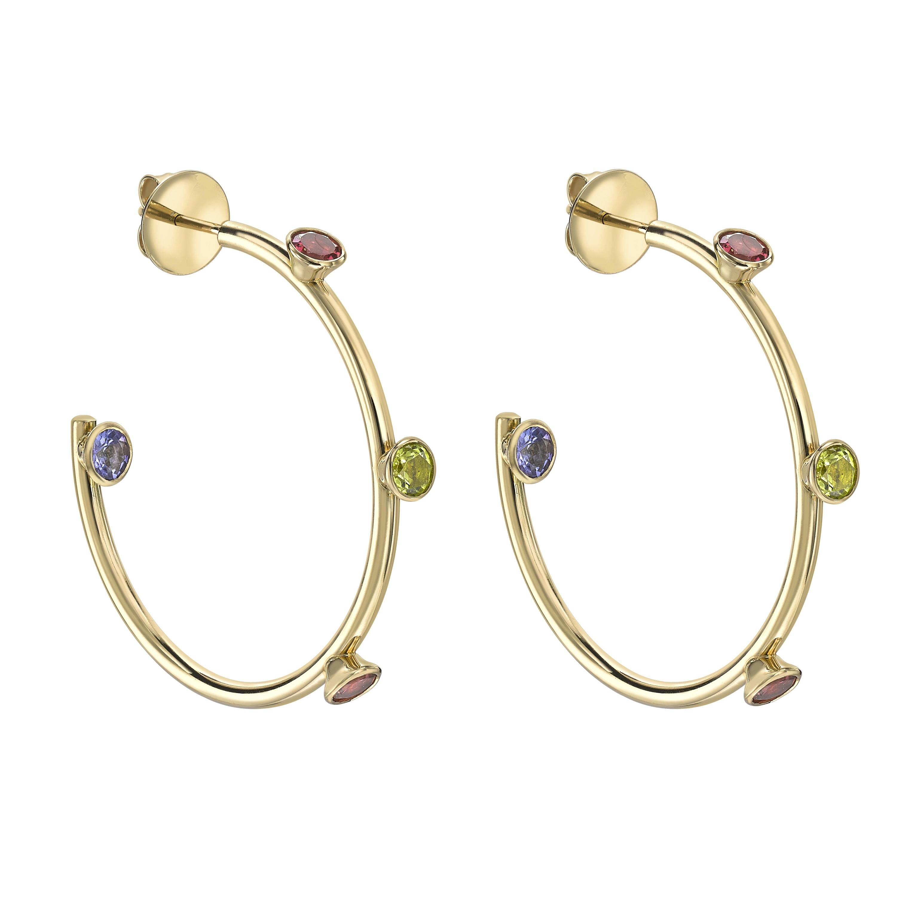 Theo Fennell Multi Stone Medium Trumpet Hoop Earrings, £3,750