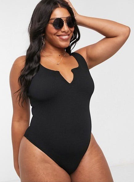 ASOS Curve Crinkle Notch Front Swimsuit, £26, now £20.80