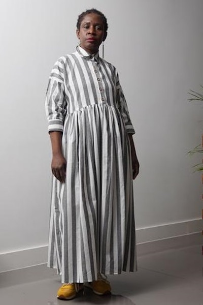 Kemi Telford Mayowa Grey Cotton Stripe Dress, £120