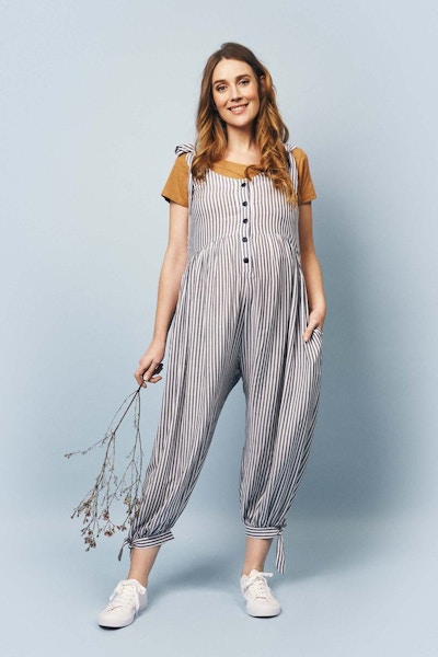 Clary & Peg Molly Jump Suit In Blue And White, £135