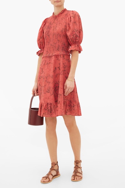 Matches Fashion Mimi Smocked Floral-Print Dress by SEA, £455