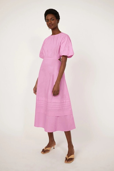 Warehouse Puff Sleeve Cut Out Midi Dress, £59