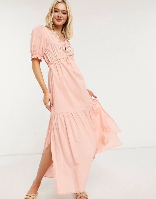 ASOS Cleobella Hannah Midi Dress With Embroidered In Peony, £126