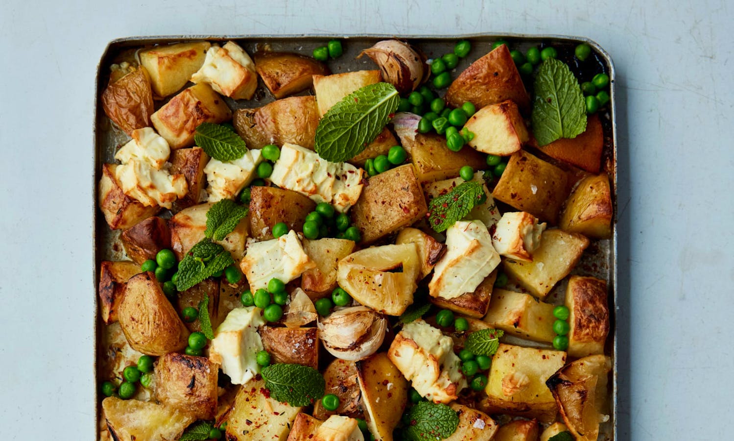 Pea And Potato Traybake, And Coconut Soup