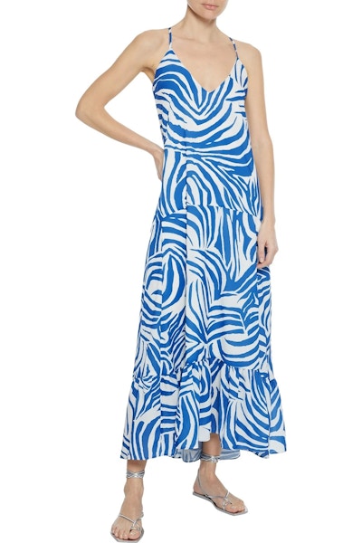 Ruellia gathered printed twill maxi dress - £165 - IRIS & INK We love this dress and guarantee it will see you through the wedding season. Pair with a black blazer <b><a href=