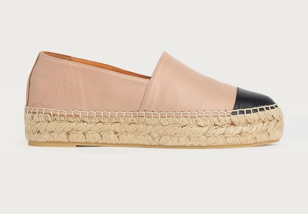 LK Bennett Talia Beige Leather Flatform Espadrilles, NOW £93
