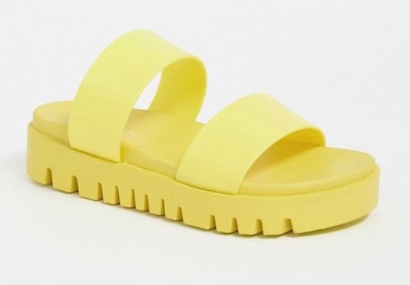 ASOS Wide Fit Fletch Chunky Jelly Flat Sandals In Yellow, NOW £11.20