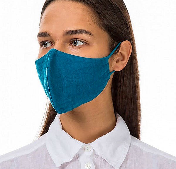 Plumo Organic Linen Mask In Finnish Blue, £10