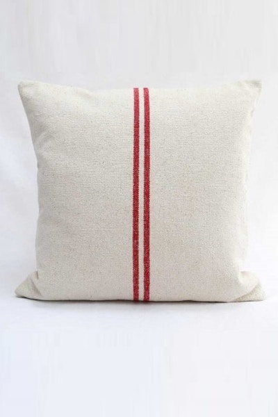 Maison Brocante Red Stripe Linen Hemp Grainsack Cushion, £15 – £55