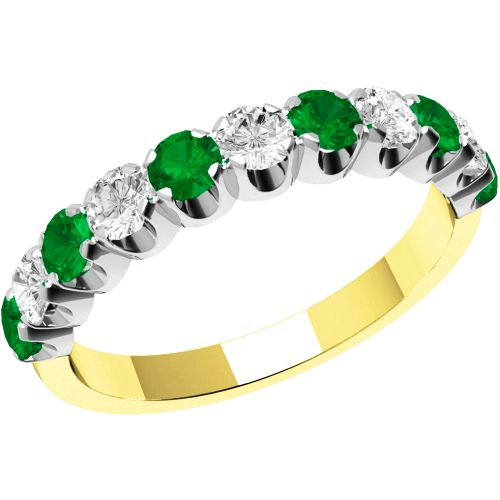  We are huge emerald fans and this classic emerald and diamond eternity ring in 18 carat yellow and white gold would never leave our hand.