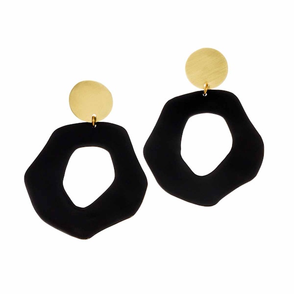 V&A Shop Black Flat Stud Earrings By Sibilia, £110