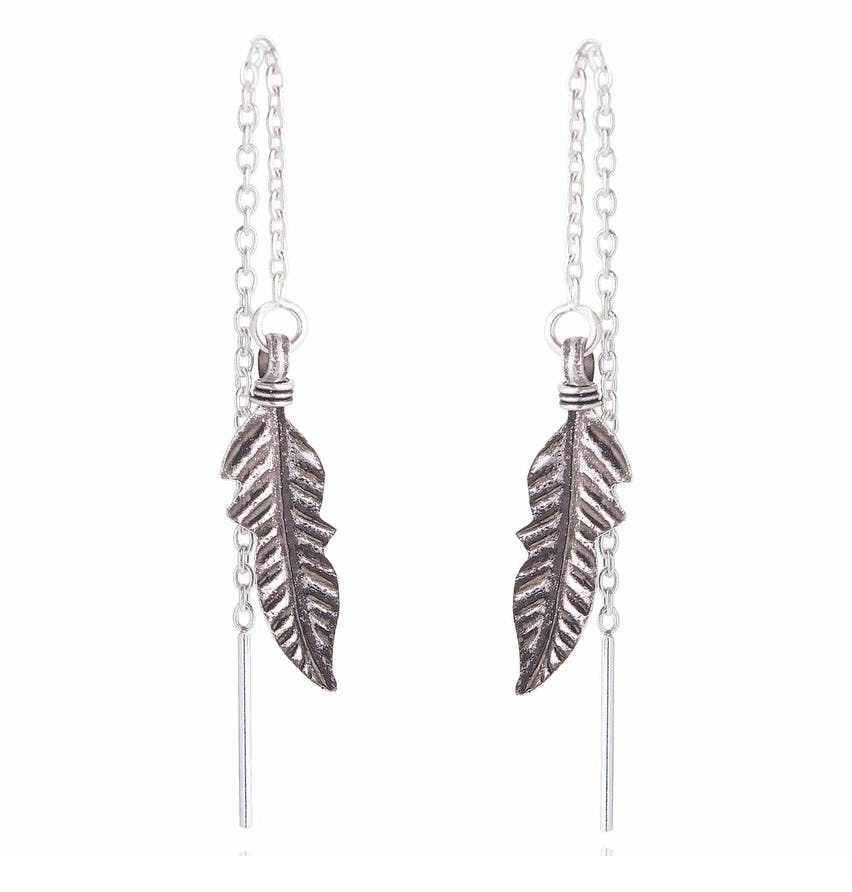 Feather with Chain Sterling Silver Earrings £25