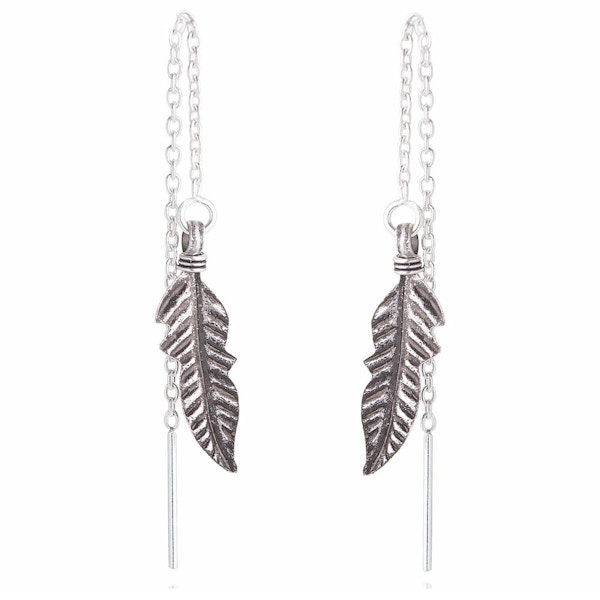 Feather with Chain Sterling Silver Earrings £25