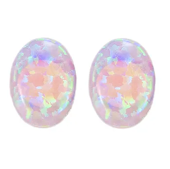Ellipse Opal Stud Earring in Sterling Silver
