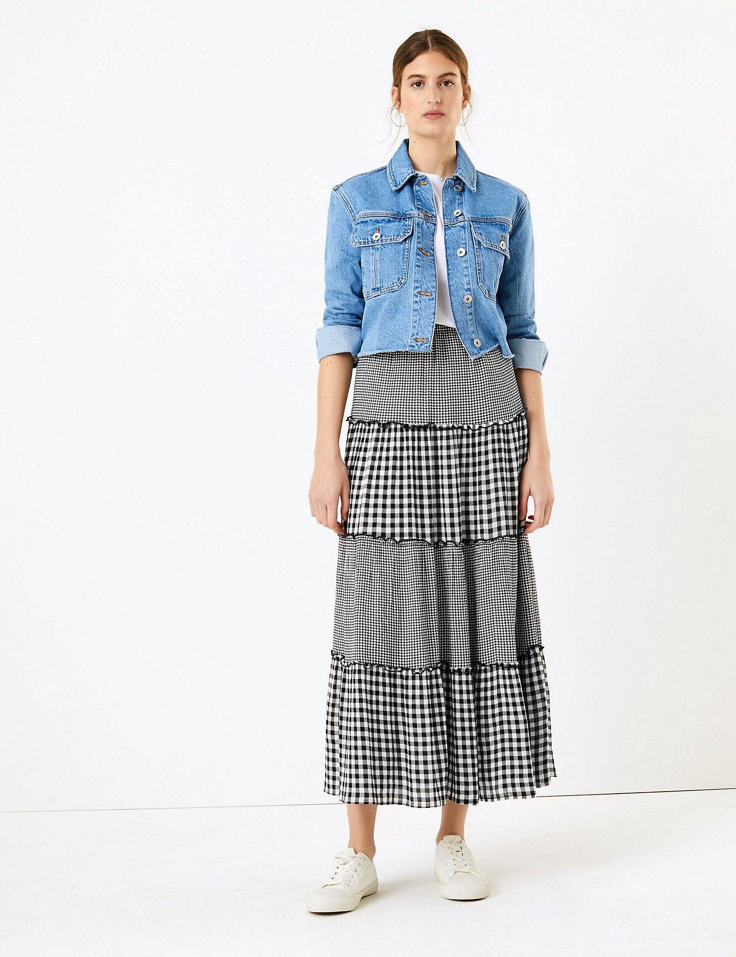 M&S Gingham Maxi Fit And Flare Skirt, £35