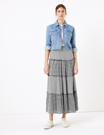 M&S Gingham Maxi Fit And Flare Skirt, £35