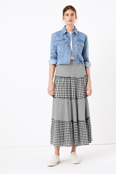 M&S Gingham Maxi Fit And Flare Skirt, £35