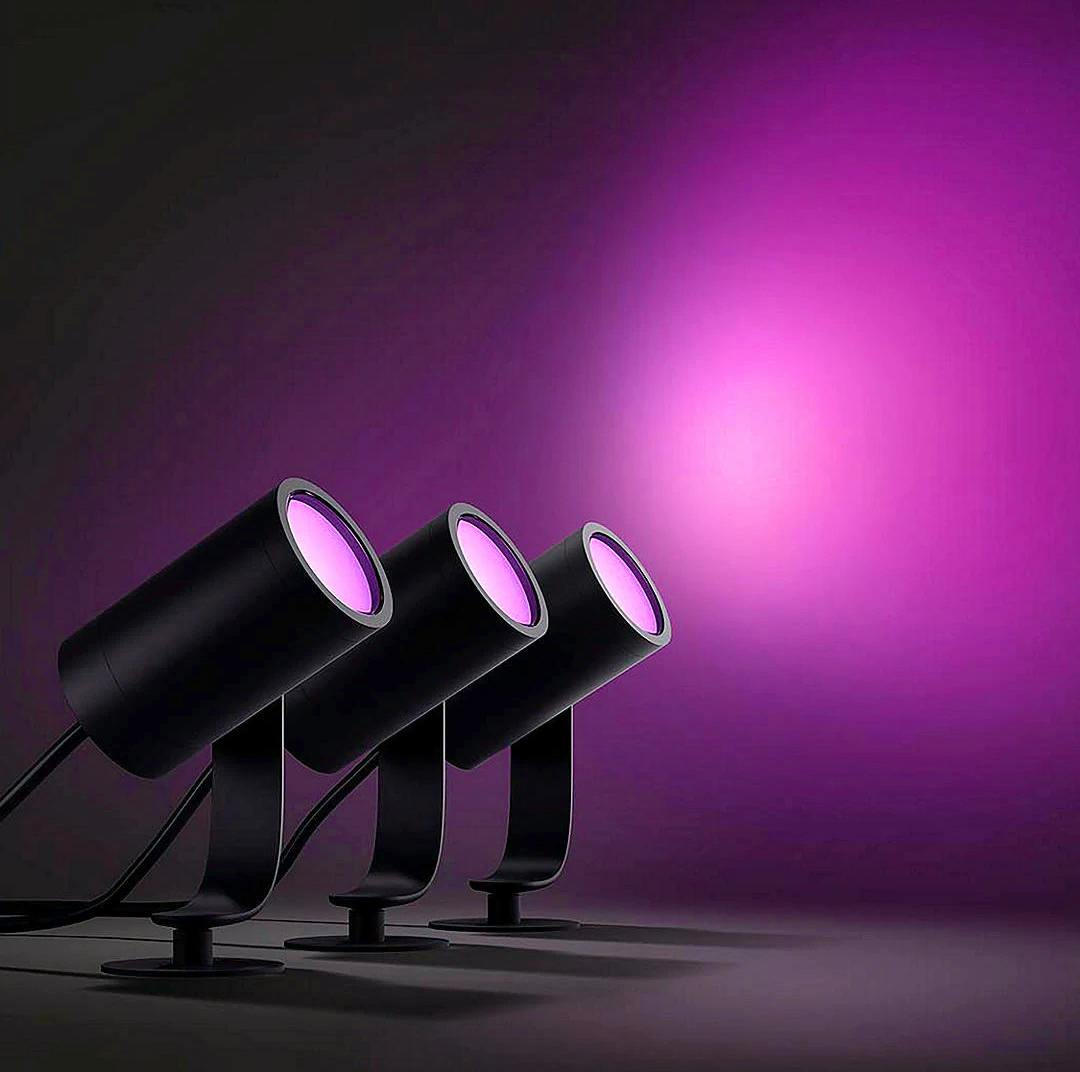 John Lewis Philips Hue White and Colour Ambiance Lily LED Outdoor Stake Lights, Set of 3, £275