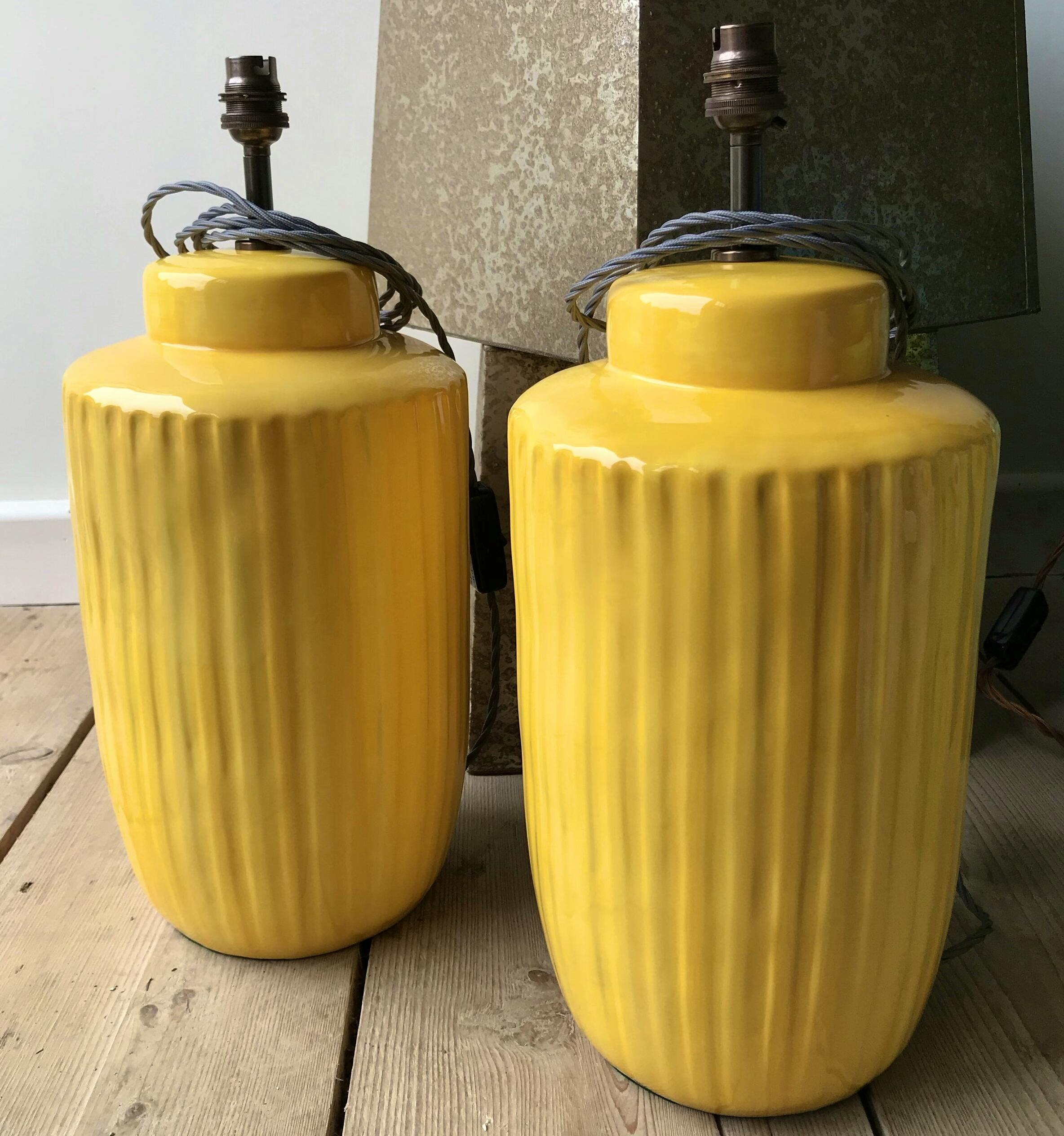 Miranda Berrow Ceramics Yellow Ribbed Lamp, £300
