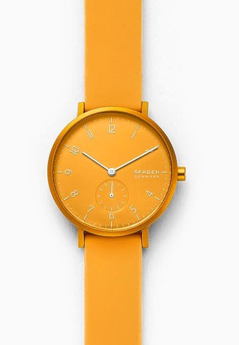 Skagen Aaren Kulor Yellow Silicone 36mm Watch, £89