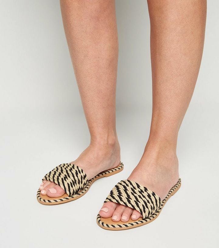 New Look Black Stripe Rope Sliders, £23.99