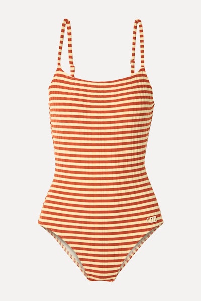 Net A Porter Solid & Striped Swimsuit, NOW £97.30