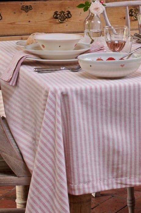Susie Watson Rose Ivory Stripe Tablecloth, from £42