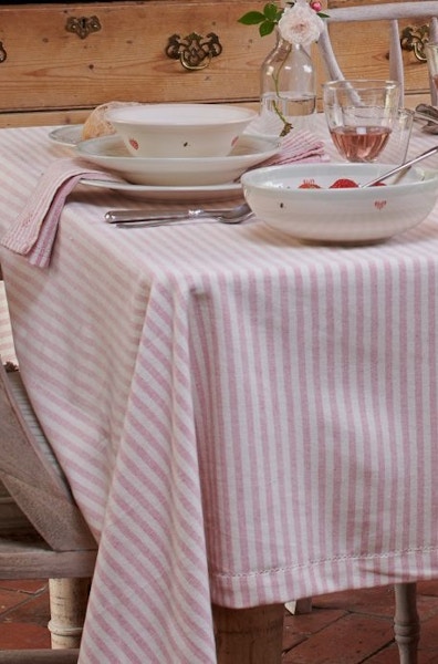Susie Watson Rose Ivory Stripe Tablecloth, from £42
