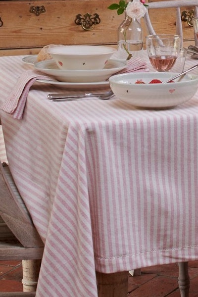 Susie Watson Rose Ivory Stripe Tablecloth, from £42