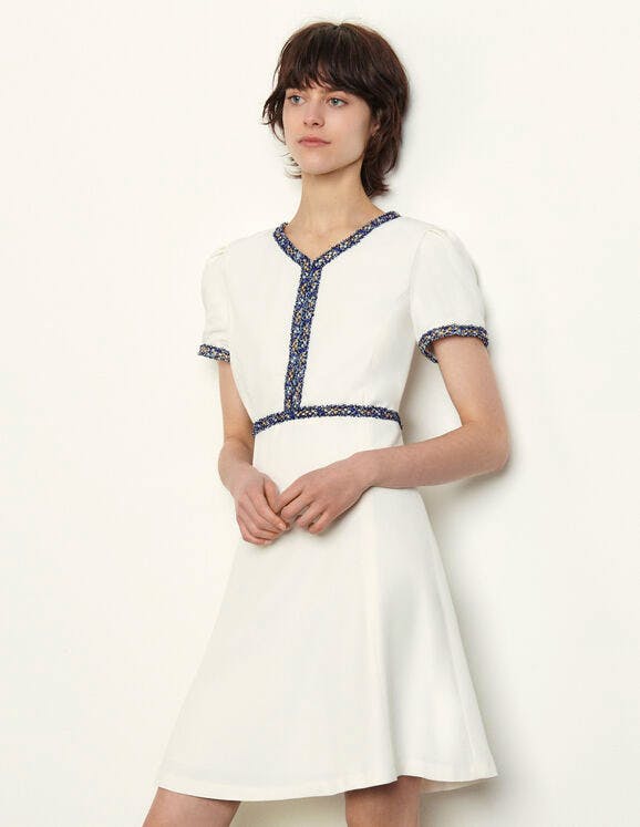 Sandro Short Dress With Fringed Trim, NOW £156