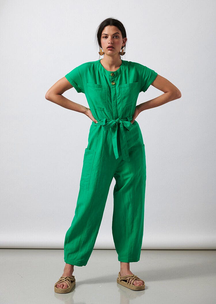 Sideline Kitty Jumpsuit Green, NOW £185