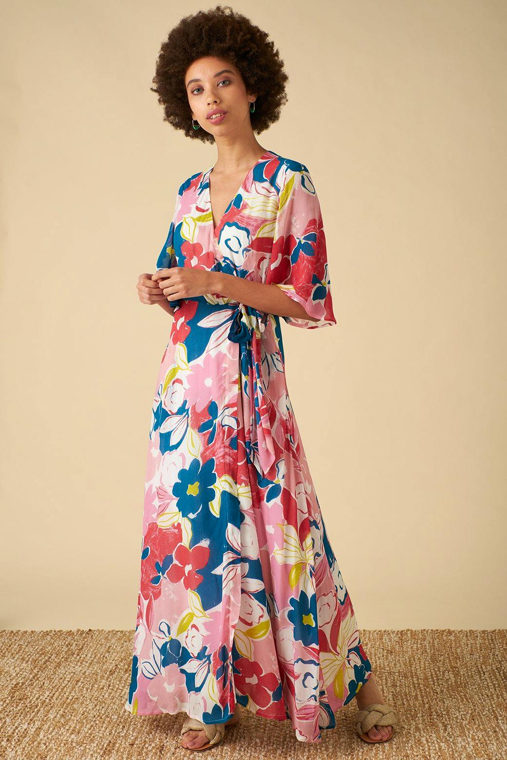 Emily and Fin Chloe Pink Asilah Floral Wrap Dress, £145
