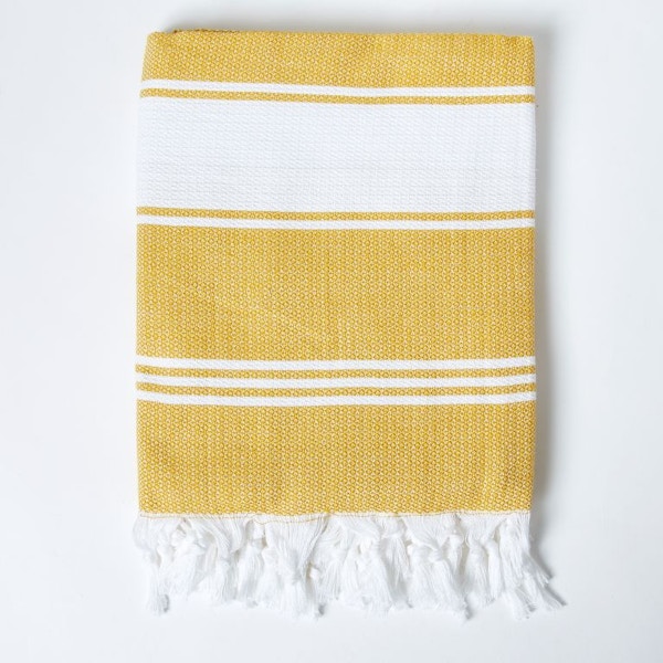 The Conran Shop Honeycomb Hammam Towel in Mustard & White, NOW £25