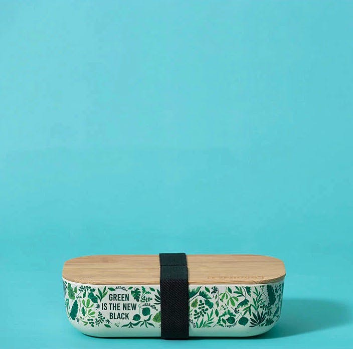 John Lewis Typhoon Pure 'Green Is The New Black' Bamboo Lunch Box, 800ml, Green/Natural, £12