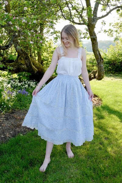 Cutter Brooks Love Shack Fancy Eponda Skirt, Bonnet Blue, NOW £195