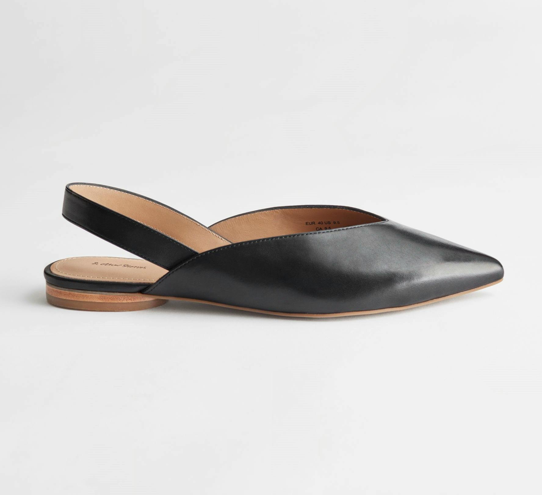 & Other Stories Pointed Leather Ballerina Flats, NOW £44
