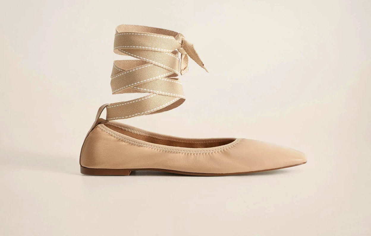 Mango Bow Leather Ballerina, £49