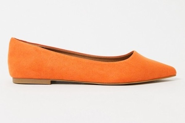 ASOS Lucky Pointed Ballet Flats in Orange, £14