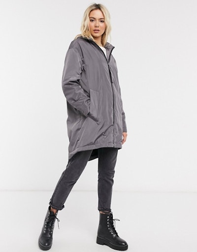 ASOS Faux Fur Grey Raincoat, NOW £46.75