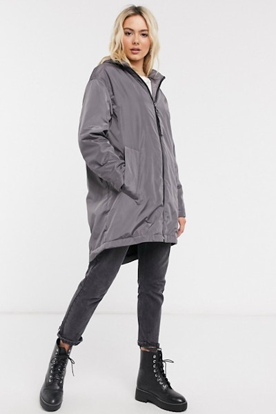 ASOS Faux Fur Grey Raincoat, NOW £46.75