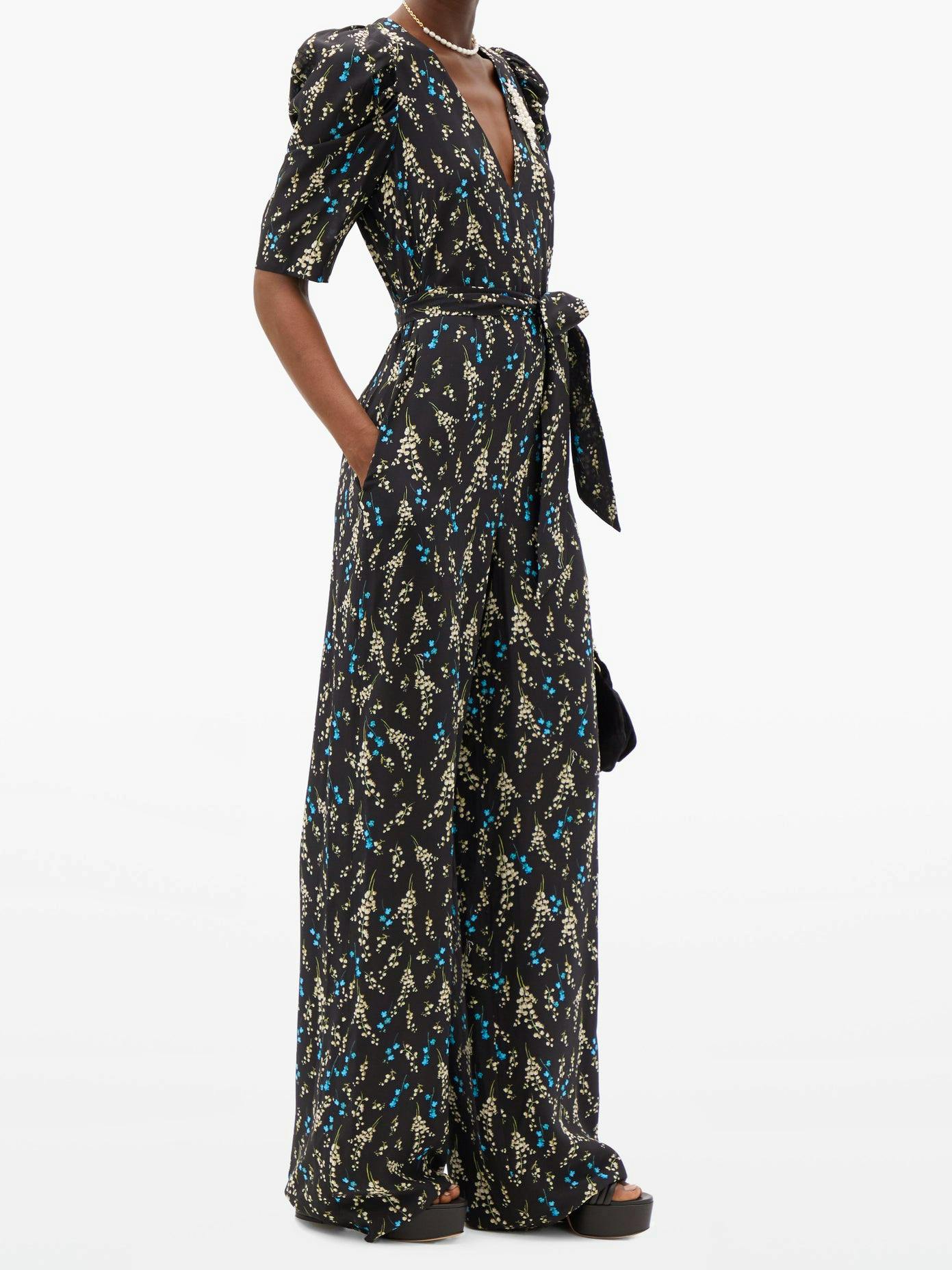 Matches Erdem Iberis Floral Print Silk Crepe De Chine Jumpsuit, £1,795
