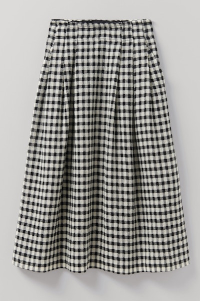Toast Elin Wool Gingham Pleated Skirt, £195