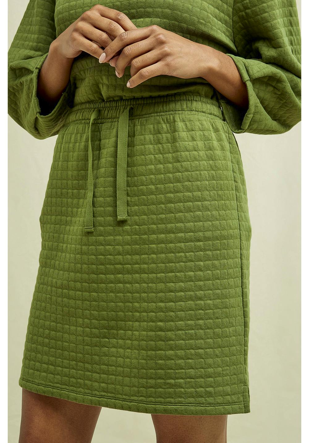 People Tree Lia Quilted Skirt In Khaki, £45