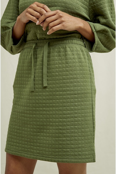 People Tree Lia Quilted Skirt In Khaki, £45