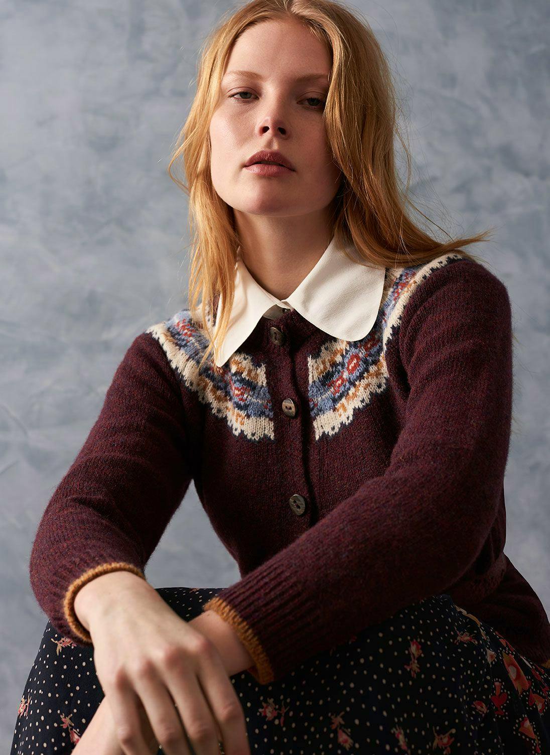 Brora Wool Fair Isle Yoke Cardigan, £139
