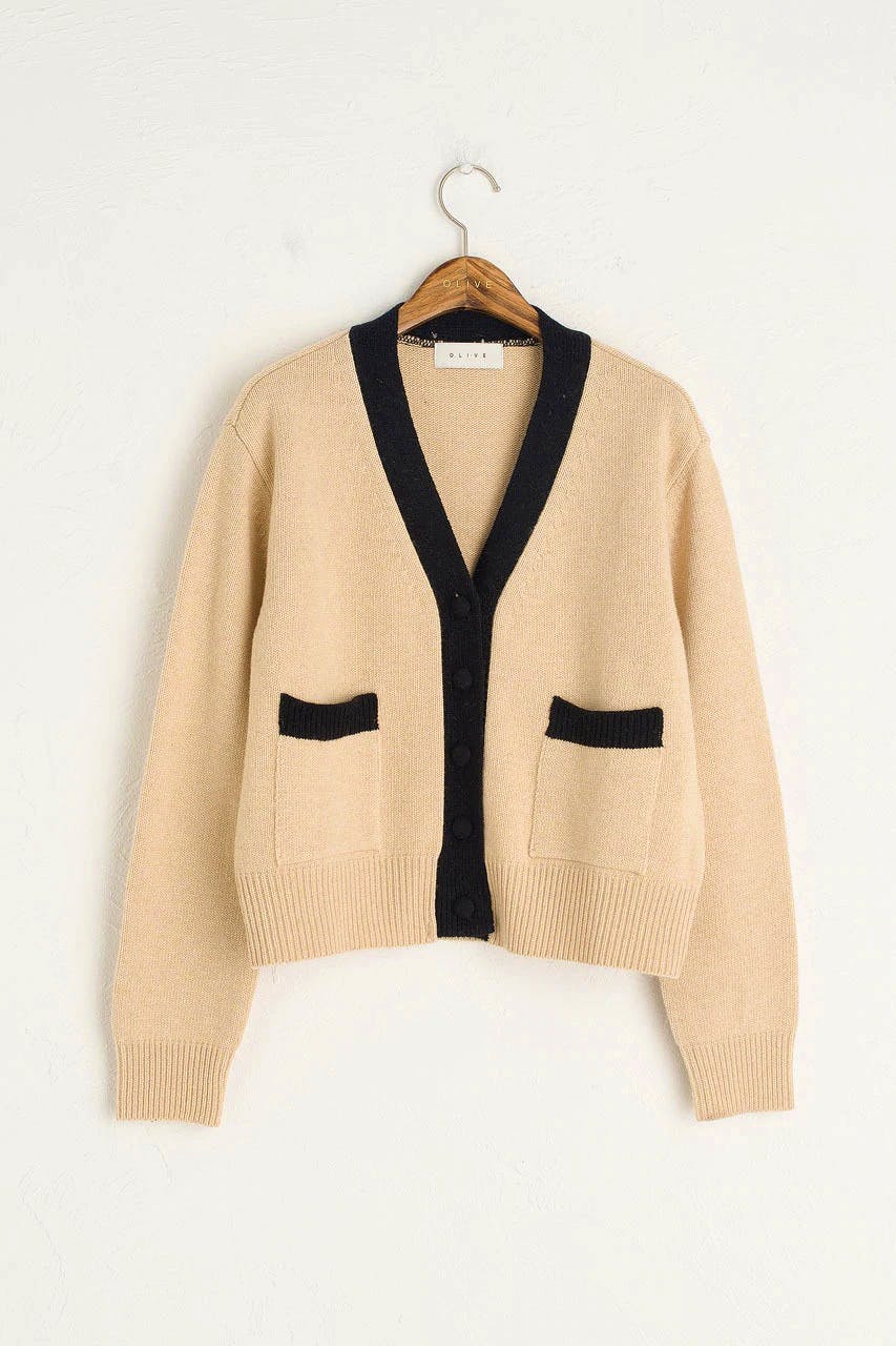 Olive Clothing Twin Pocket Cardigan Beige, £89